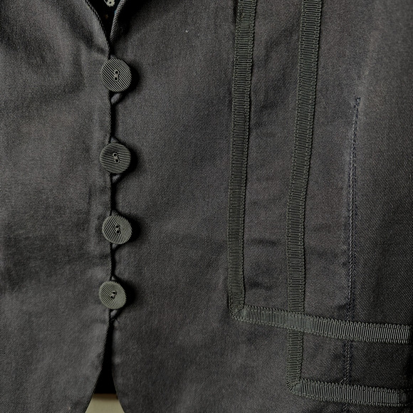 Marc Jacobs Slate Navy Fitted Button Blazer Floral Lining Mandarin Collar 4 - Picture 6 of 13